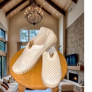 Isle Jacobson White Perforated Slip-On Loafers